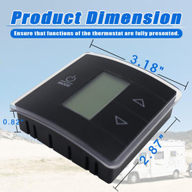 QHHR thermostat blue backlit LCD closeup, readable display benefit