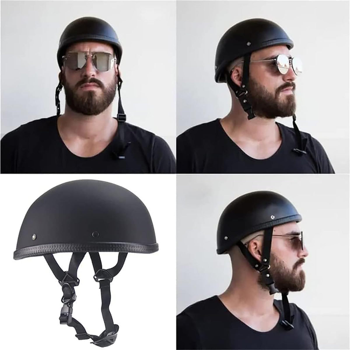 QICHAO half helmet side profile highlighting vintage silhouette and fit
