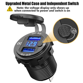 Qidoe close-up of dual QC3.0 USB ports for faster device charging