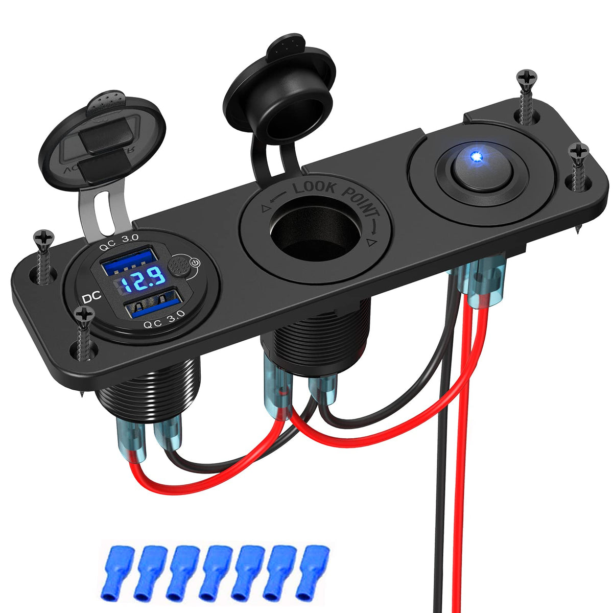 Qidoe front panel metal face showing ports and switches for durable use