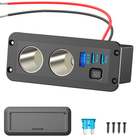 Qidoe front panel showing sockets and USB ports for centralized charging