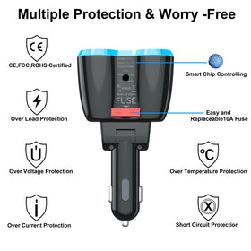 Qidoe installed in car console powering devices and keeping cables tidy
