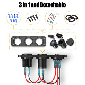 Qidoe installed in car dashboard providing neat multi-device power access