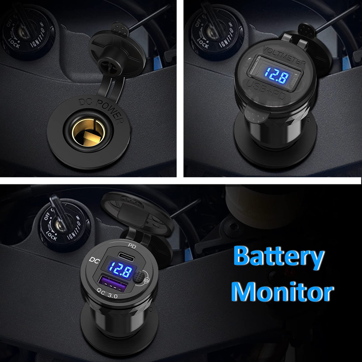Qidoe mounted on a Triumph Hella socket while charging, convenient on-bike power