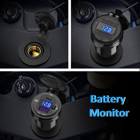 Qidoe mounted on a Triumph Hella socket while charging, convenient on-bike power