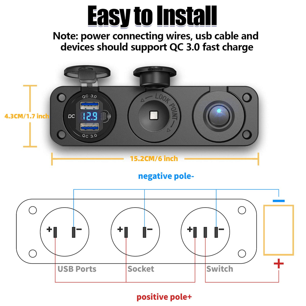 Qidoe waterproof sealed cover illustrating IP66 dust and water protection