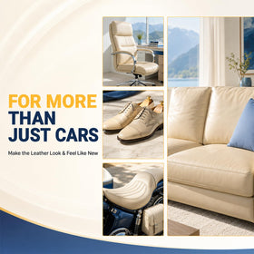 QIFOR before and after split car seat, demonstrating visible stain removal benefit