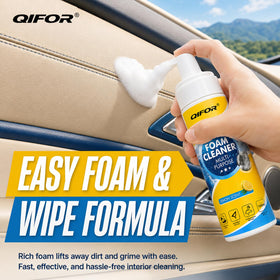 QIFOR on leather texture after cleaning, restoring natural look benefit