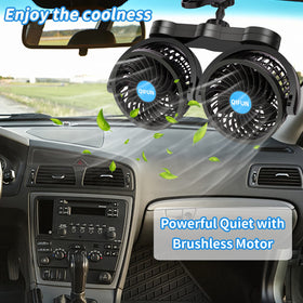 QIFUN close-up of rotating fan heads highlighting 360-degree adjustment and directional control
