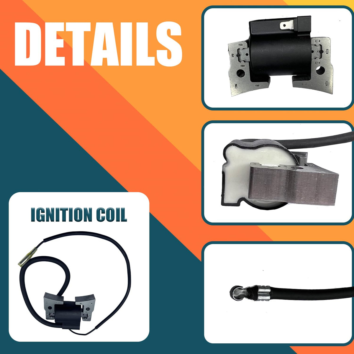 QINLANAP ignition coil with cap close-up showing durable construction for reliable spark