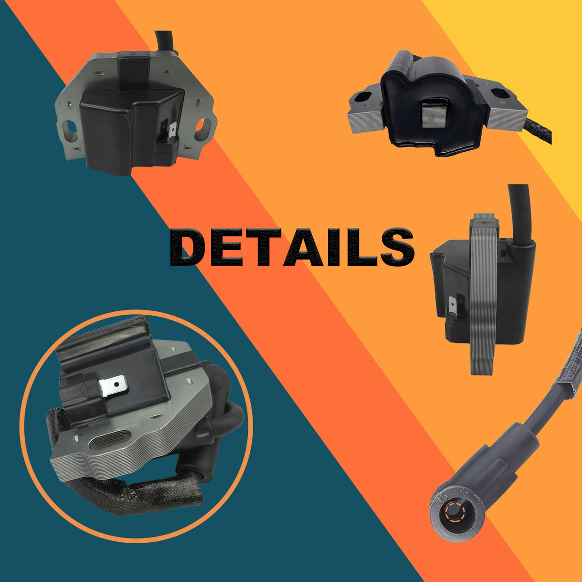 QINLANAP ignition coil close-up highlighting winding and insulator for reliable spark delivery