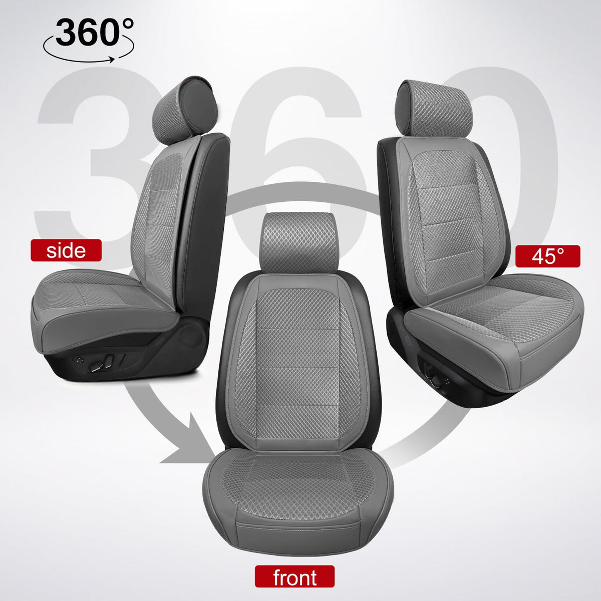 Qinlive in-car size comparison illustrating universal fit for seats