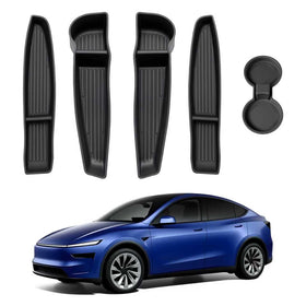 QINQINTU front door tray showing tidy storage and OEM fit benefit