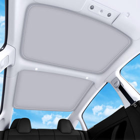 QINQINTU sunshade front view showing full glass roof coverage and cooling benefit