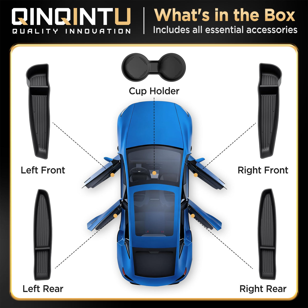 QINQINTU rear door tray installed keeping items organized and accessible
