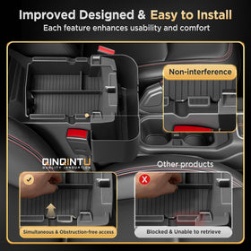 QINQINTU tray with phone and wallet, shows size and organization