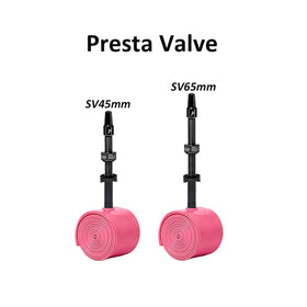 QITUEX close-up of 65mm metal Presta valve with detachable brass core for easy maintenance