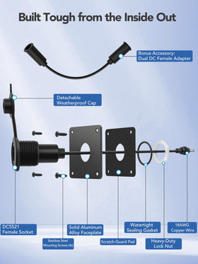 QKJCE mounted in boat bulkhead illustrating marine-rated weather protection