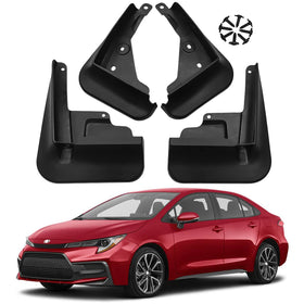 QKUDNGHY front and rear mud flaps installed on Corolla protecting paint
