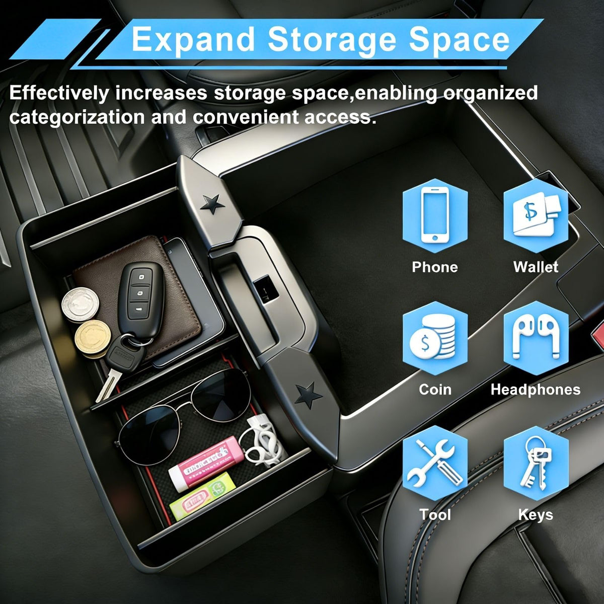 Qlhshop close-up of removable dividers highlighting adjustable organization