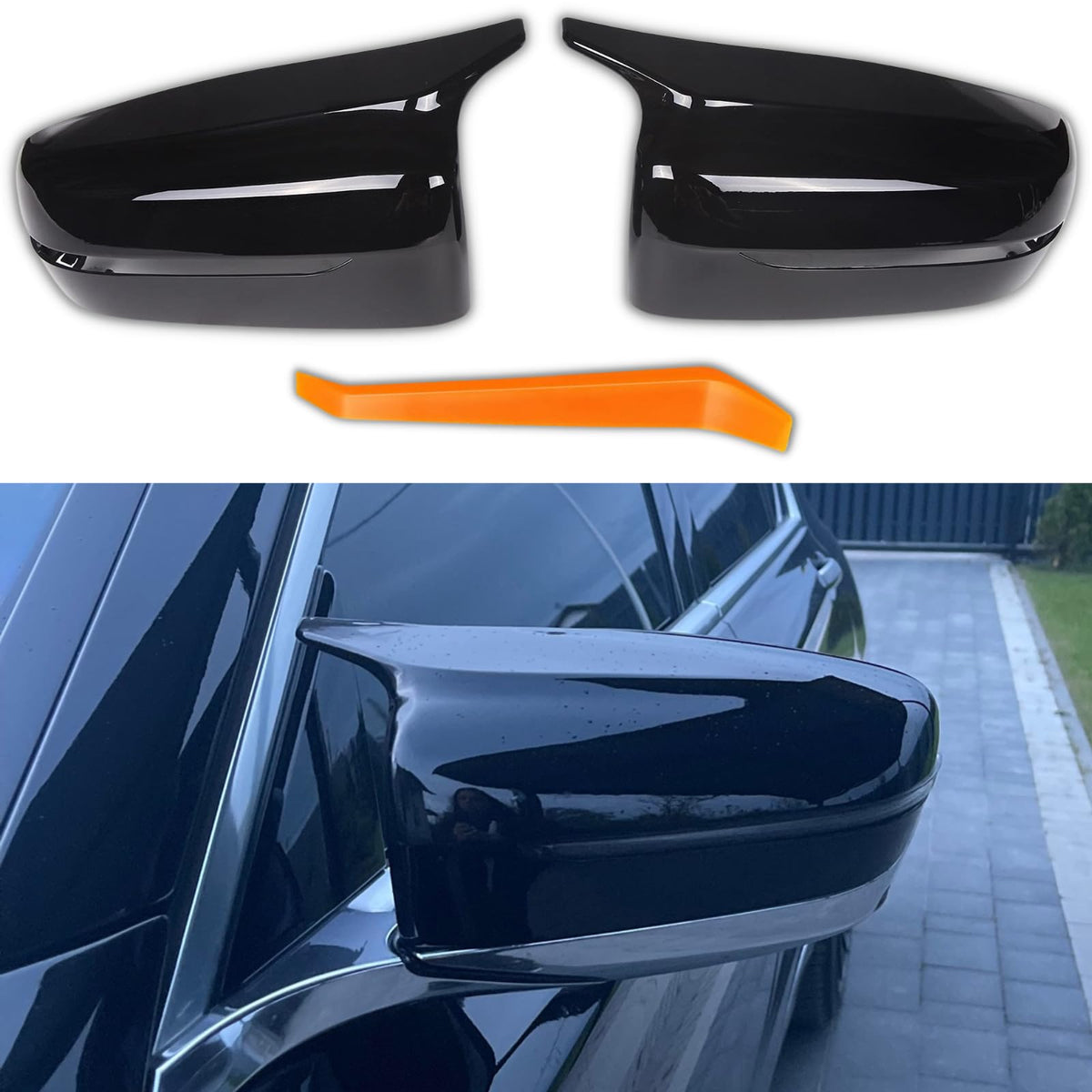 QLHshop glossy black mirror cap front view showing sleek finish and modern upgrade