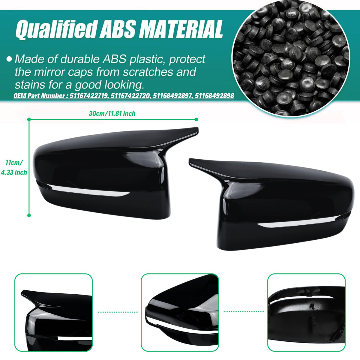 QLHshop mirror cap in hand during installation demonstrating easy snap-on fit