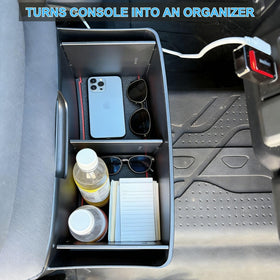 Qlhshop side view of organizer hanging under lid demonstrating secure fit