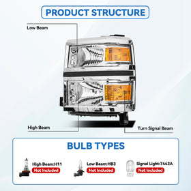 QLLUYTR front view headlight assembly displaying clear lens and reflector, restoring factory appearance
