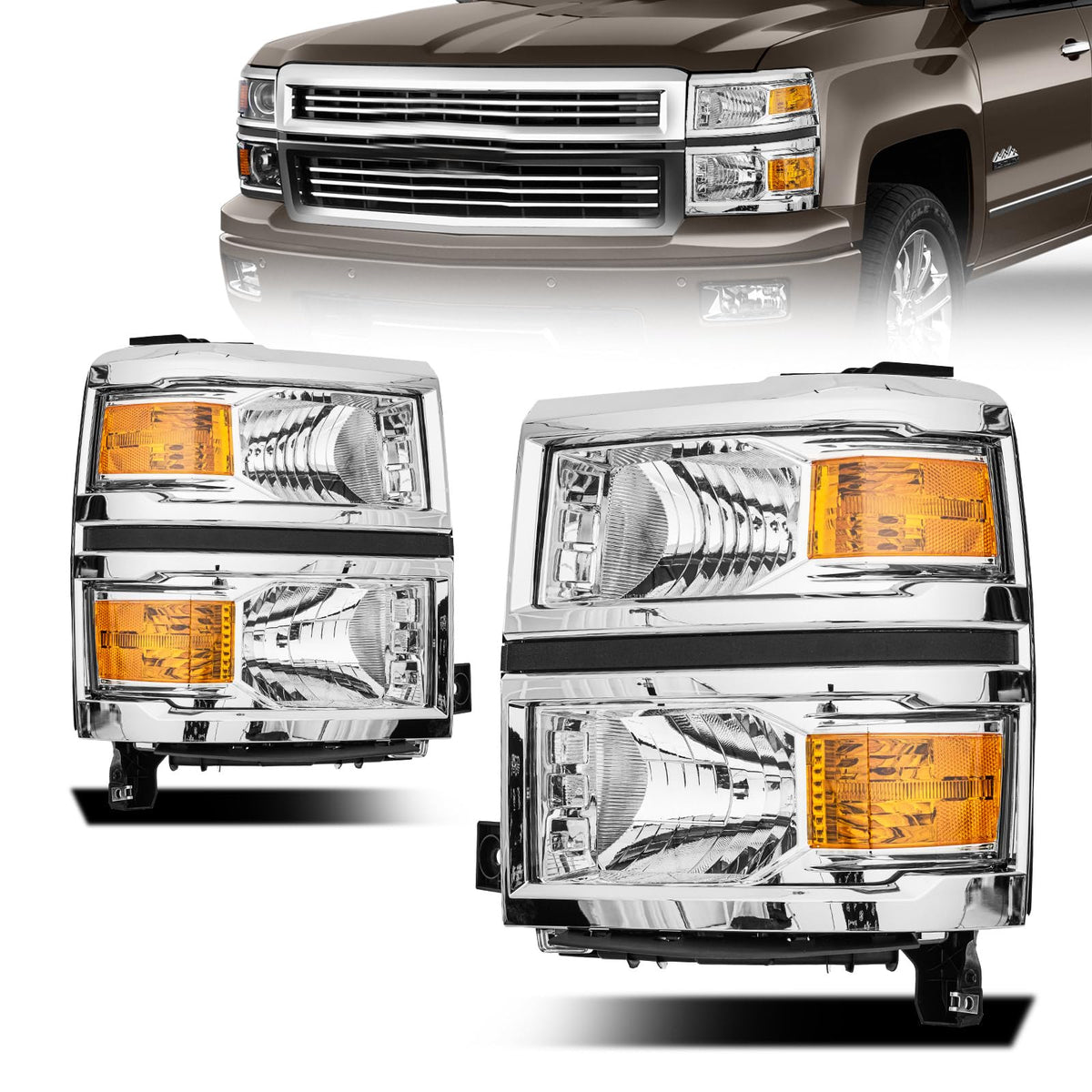 QLLUYTR packaged front headlight assembly showing intact box and protection, quick install peace of mind