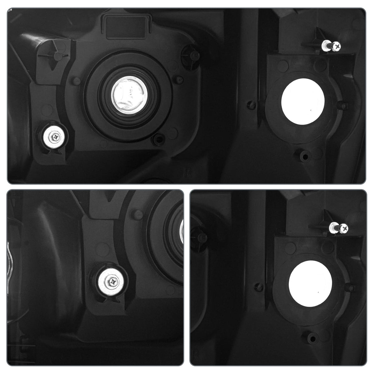 QLLUYTR headlight without bulbs open ports for user bulb choice