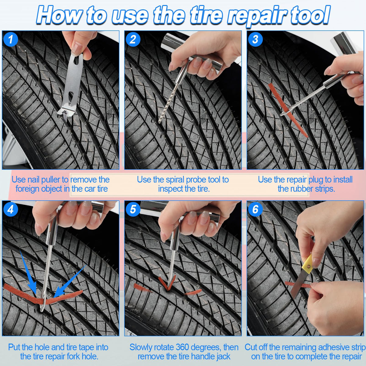 QLOUNI repair strips and screw-in plugs detail offering two repair options