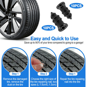 QLOUNI insertion tool using a plug on a tire demonstrating a fast roadside repair