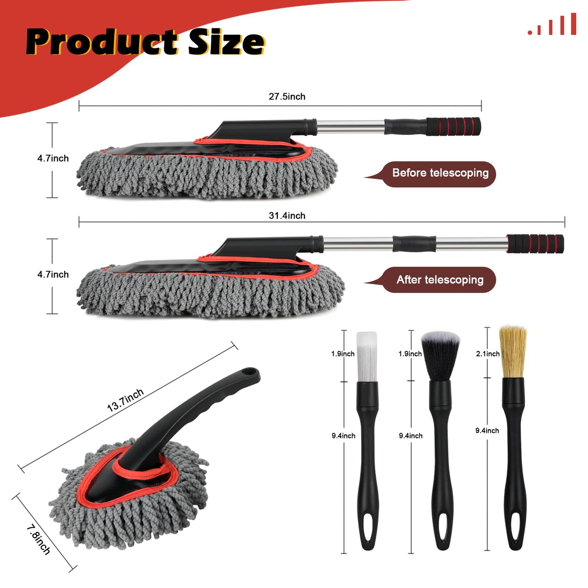 QLTUDN extendable handle close-up with non-slip grip for comfortable reach