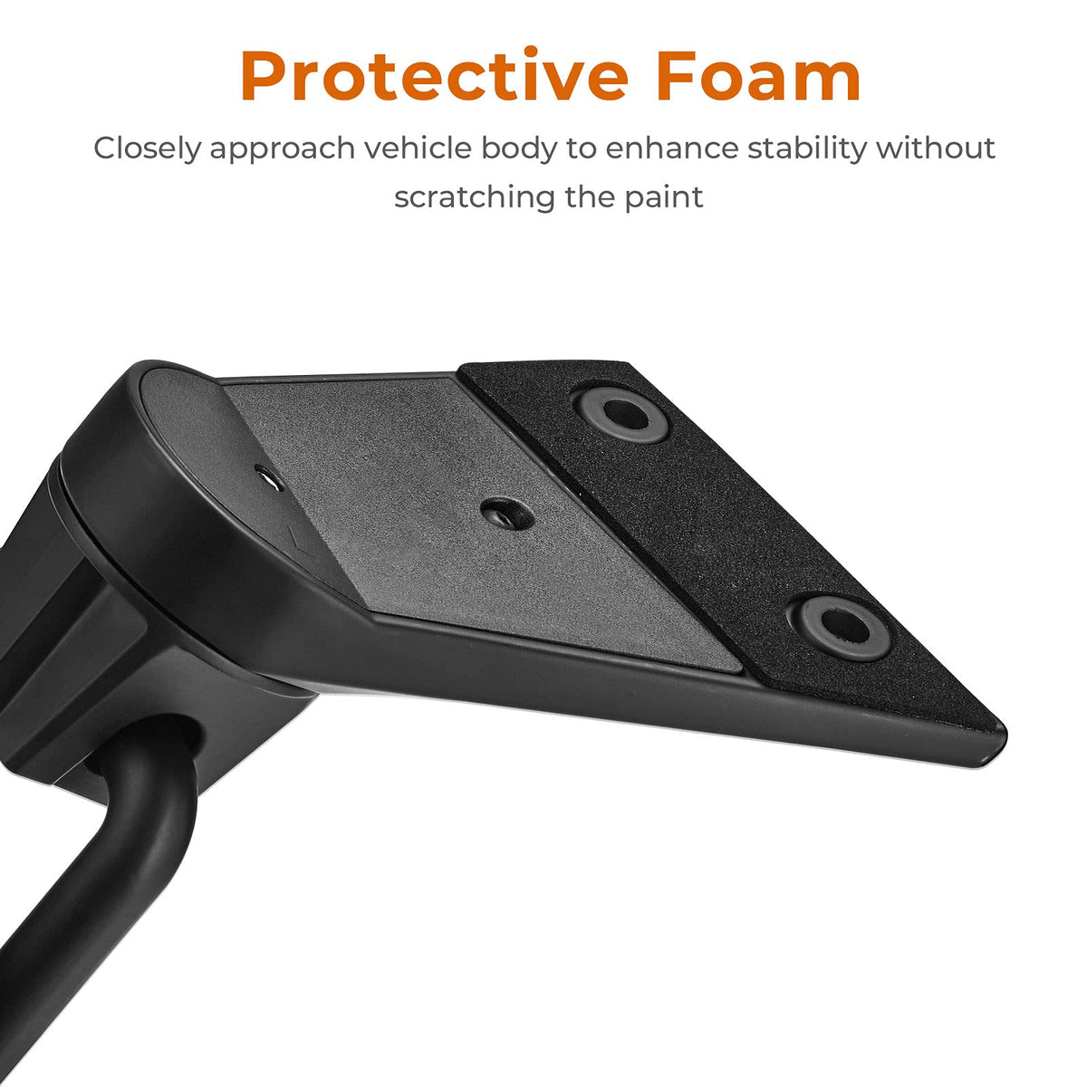 QMPARTS mirror size compared with a hand showing compact, wide-view surface