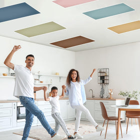 QOUBAI installed on ceiling fixture reducing glare and softening light