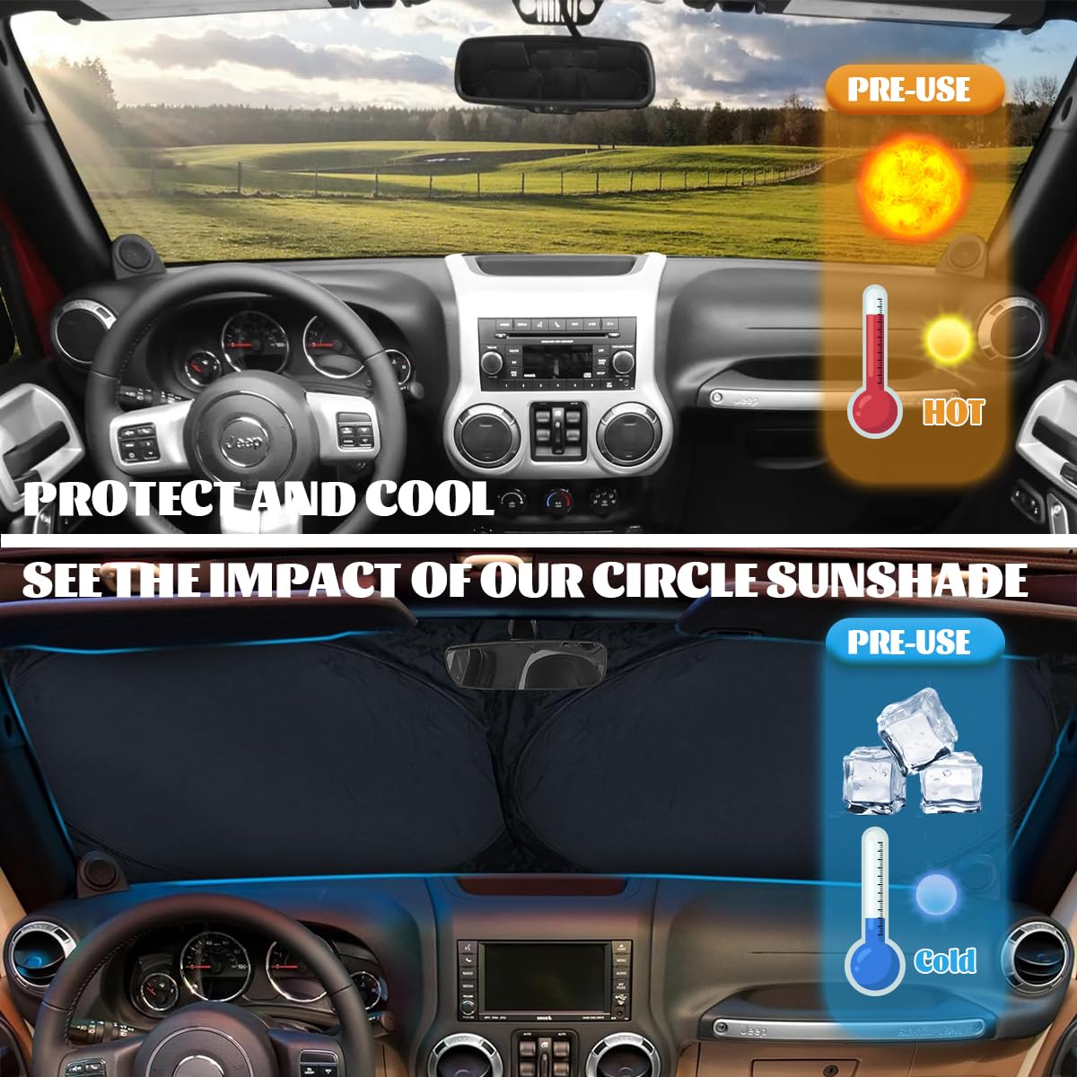 Qoueucc installed in an SUV demonstrating heat reduction and quick fit