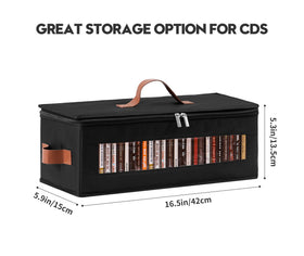 Qozary interior filled with CDs showing organized storage benefit