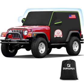 Q QUNSUNUS front view installed on Jeep YJ/TJ showing precise fit and protection