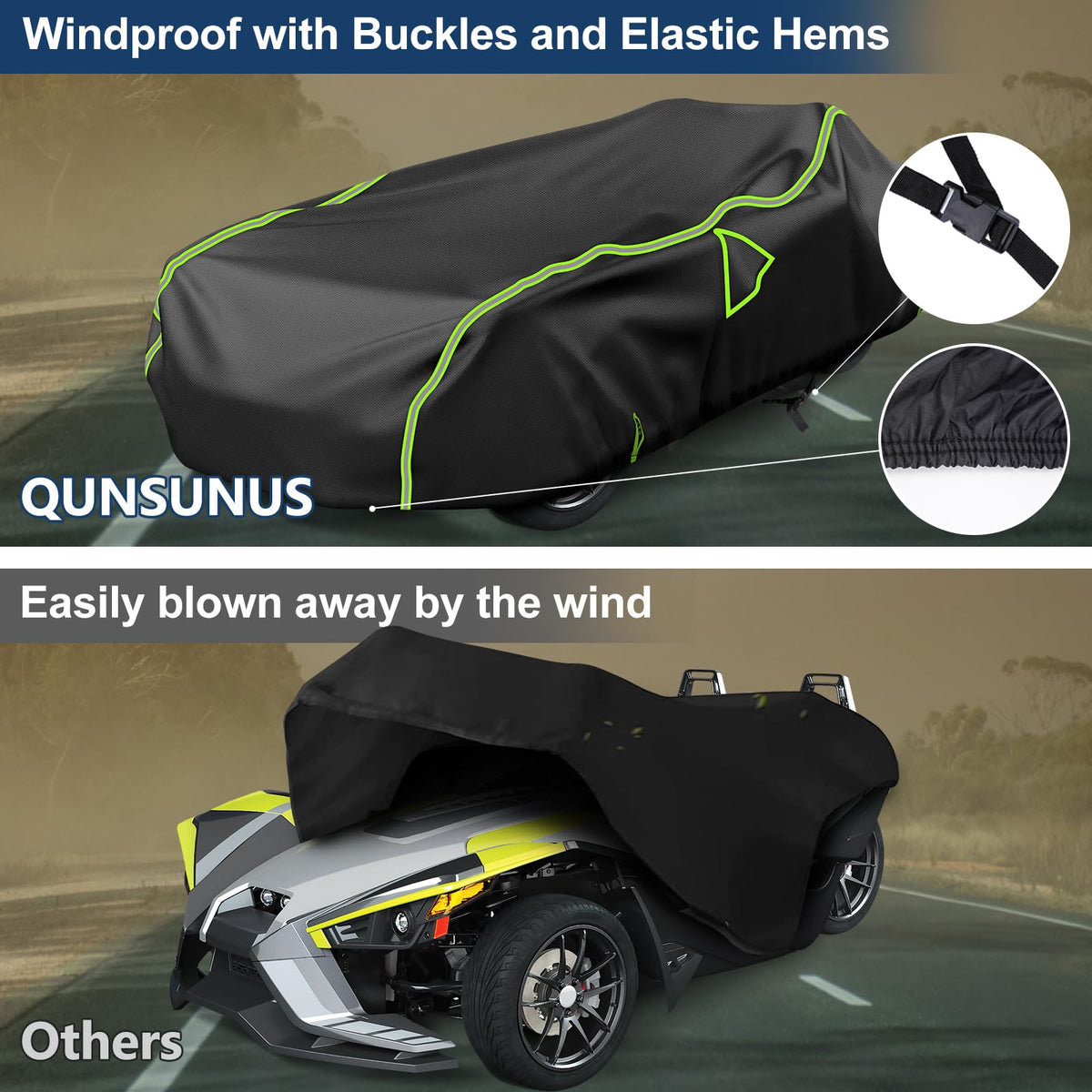Q QUNSUNUS elastic hem detail showing snug fit and wind resistance