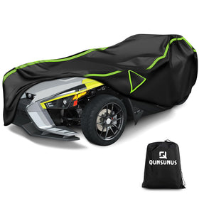Q QUNSUNUS front view on Polaris Slingshot showing full coverage and secure fit