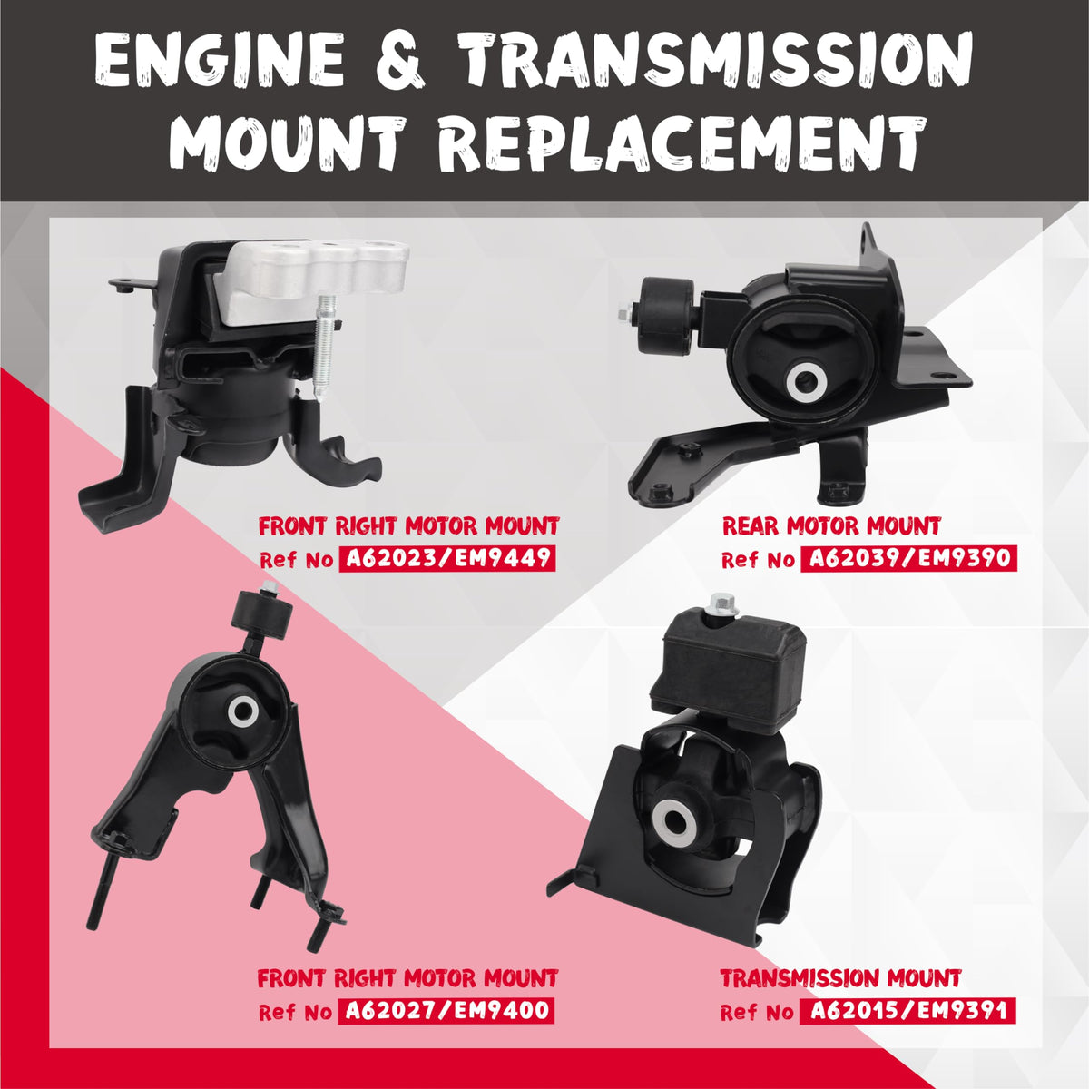 QRYIPPDM front-right motor mount closeup highlighting durable rubber and improved stability