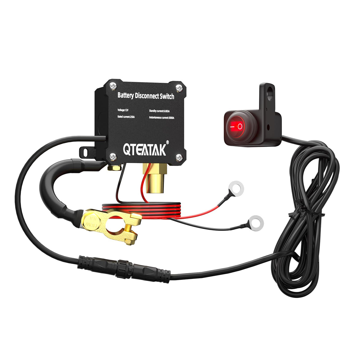 QTEATAK front view of illuminated battery disconnect switch showing clear status