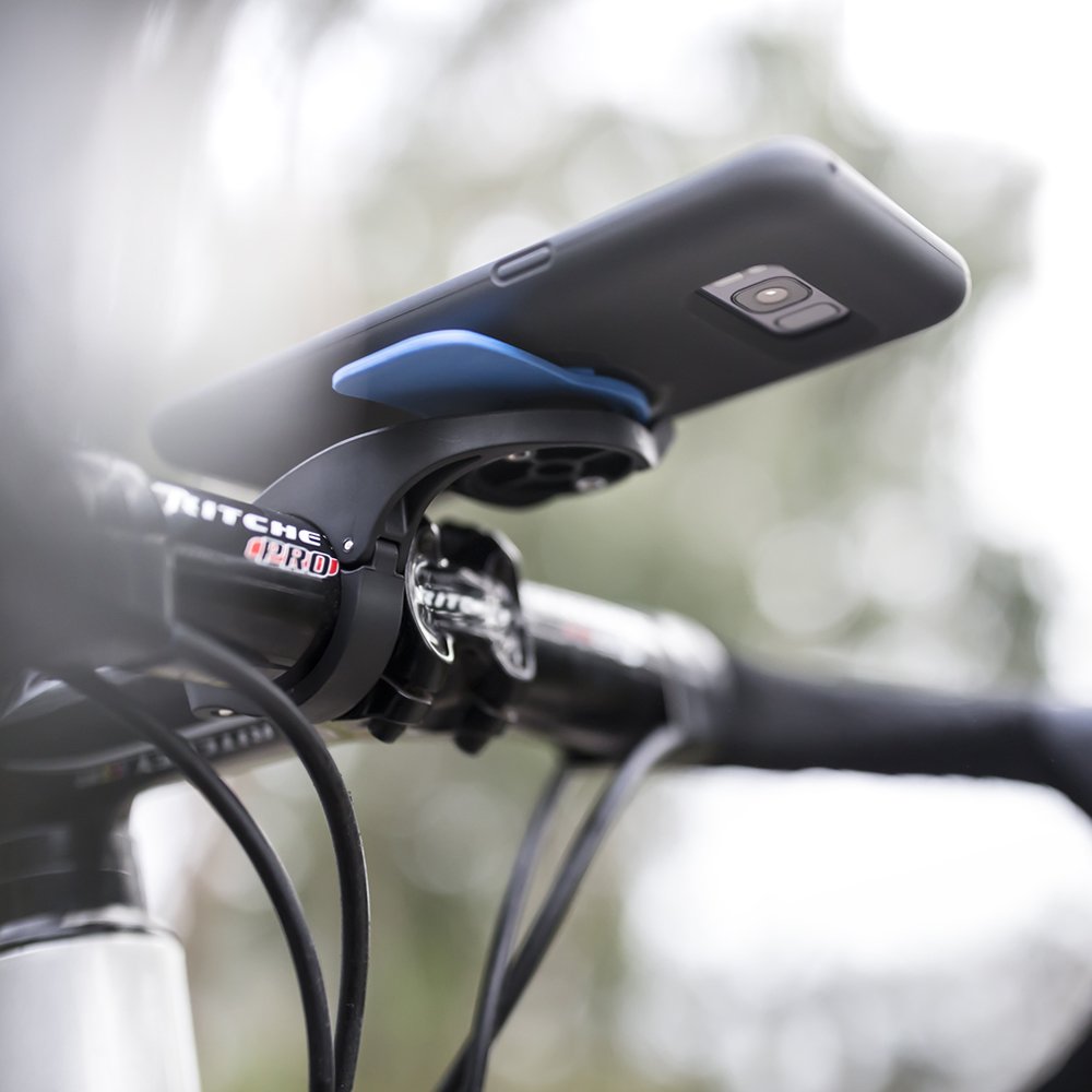 Quad Lock out front mount with Quad Lock case on bike showing clear navigation access