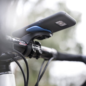 Quad Lock out front mount with Quad Lock case on bike showing clear navigation access