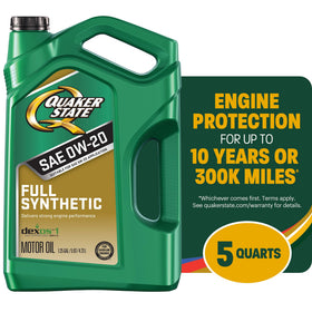 Quaker State pouring spout dispensing oil cleanly for mess-free filling