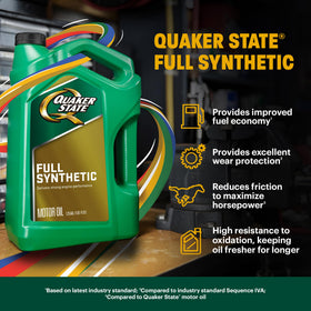 Quaker State single oil droplet close-up highlighting 0W-20 flow and protection