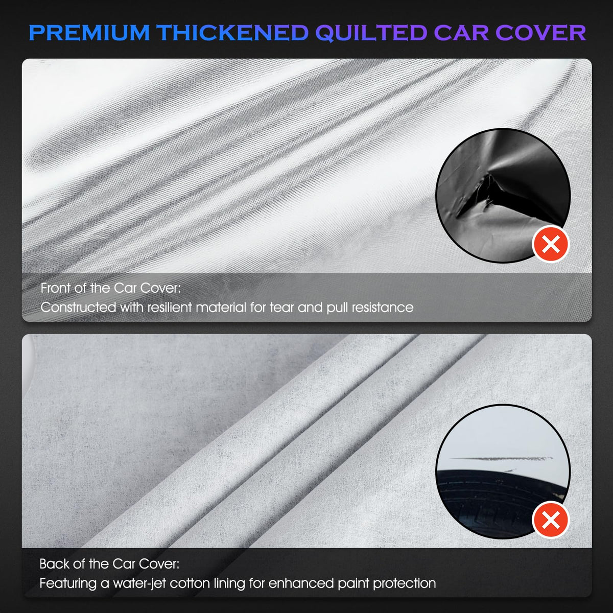 Qualencey close-up of six-layer fabric highlighting durable weather defense