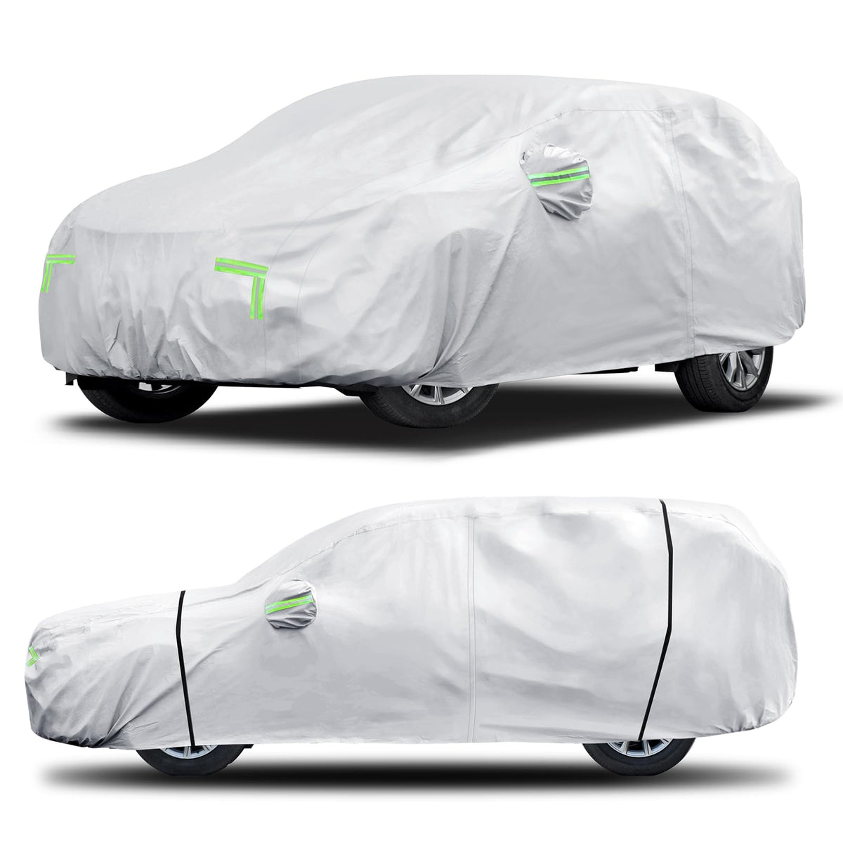 Qualencey front view of silver cover showing full SUV protection and fit