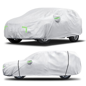 Qualencey front view of silver cover showing full SUV protection and fit