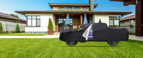 Qualencey-covered Tacoma in driveway illustrating weather protection lifestyle